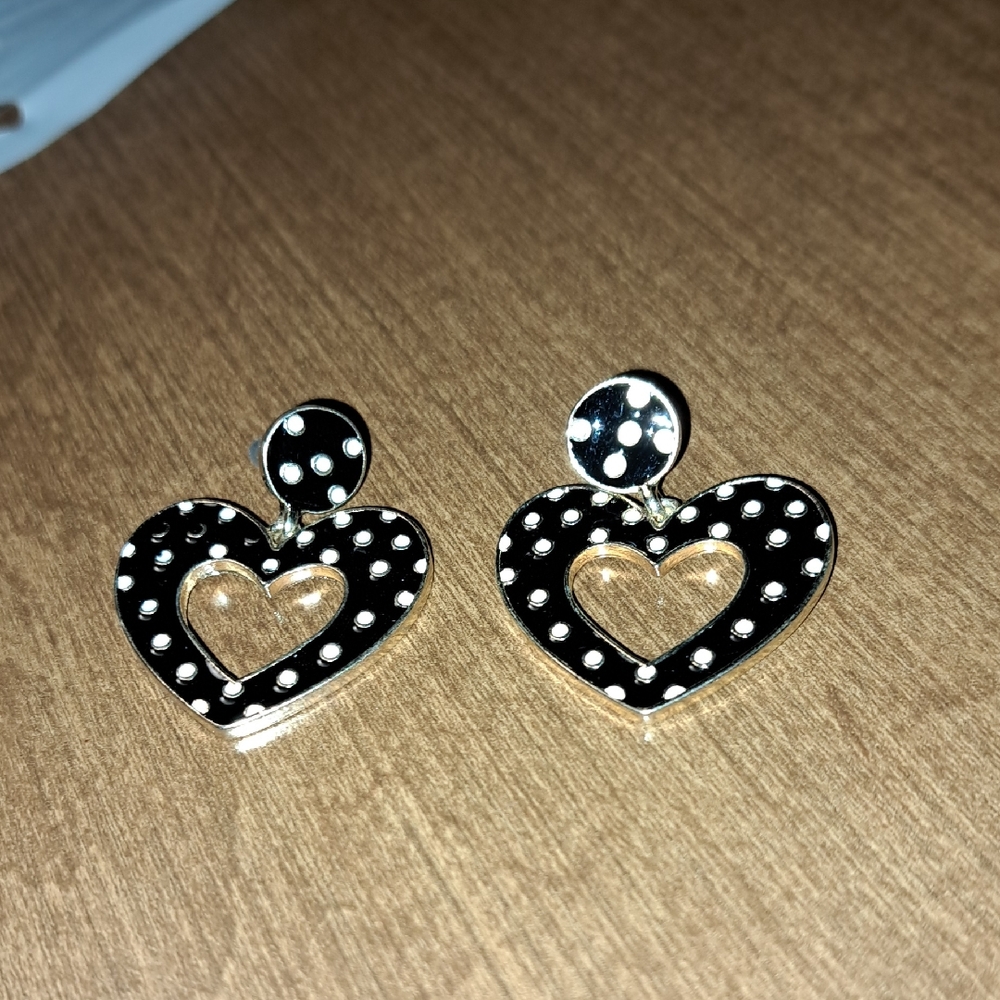 Polka Dot Heart Earrings/ BUNDLE ONLY